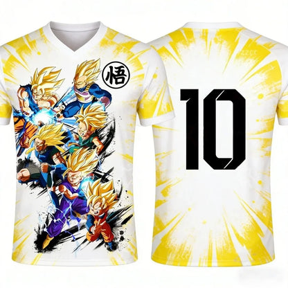 2026 Dragon Ball Pattern Football Shirt Messi No.10 Jersey Autumn Sports Quick Drying Men's T-shirt Children's Clothing T-shirt