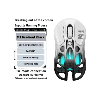 New GravaStar M1 M2 Wireless Magnesium Alloy Gaming Mouse PAW3395 4K 26000DPI Bluetooth 2.4G Wired Hollow Design Gamer Mouse