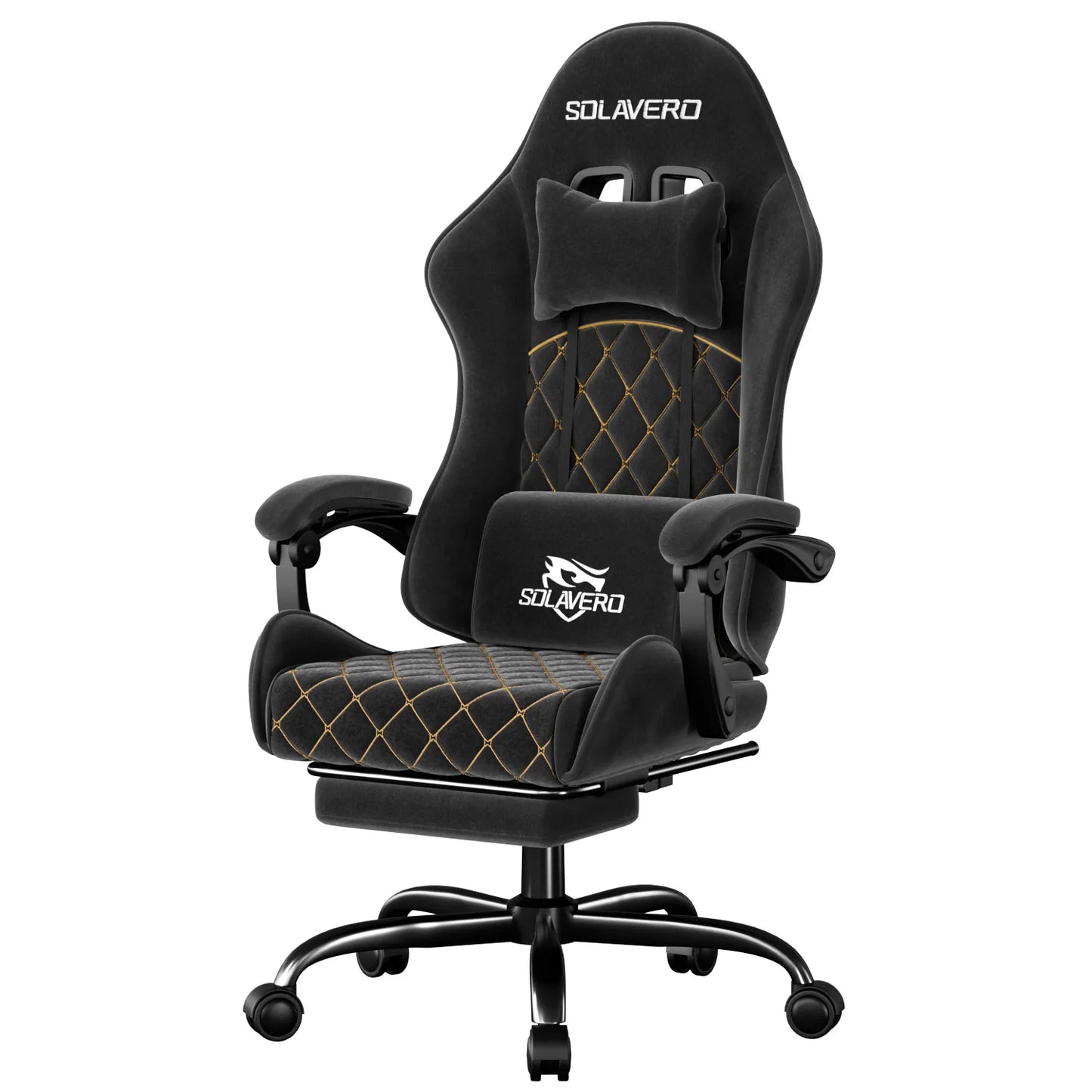 Ergonomic Massage Gaming Chair with Fabric Comfort, Adjustable Computer Office Chair, 360° Swivel Reclining Game Chair with Headrest & Lumbar Support