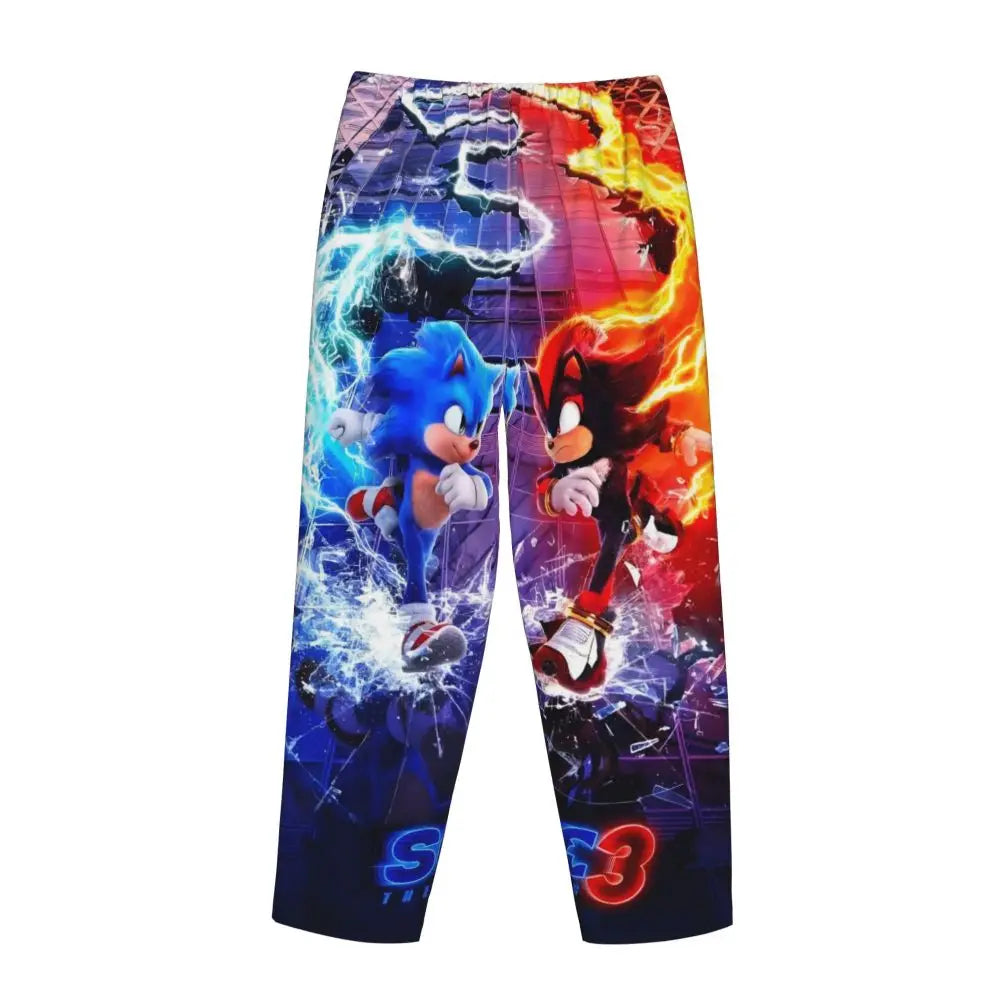 Custom Women Soniced Pajama Pants Printed Hedgehog Game Sleep Sleepwear Bottoms with Pockets
