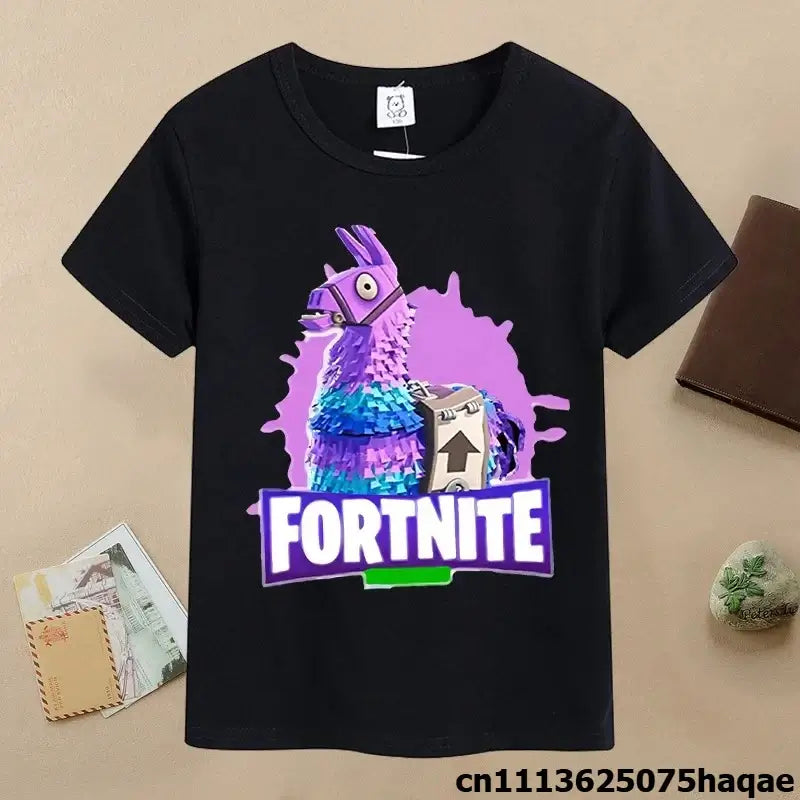 Summer Fortnites Children T-shirt Cartoon Game Figure Printed T-shirt Boys Casual Sports T-shirt Short Sleeves Kids Clothing
