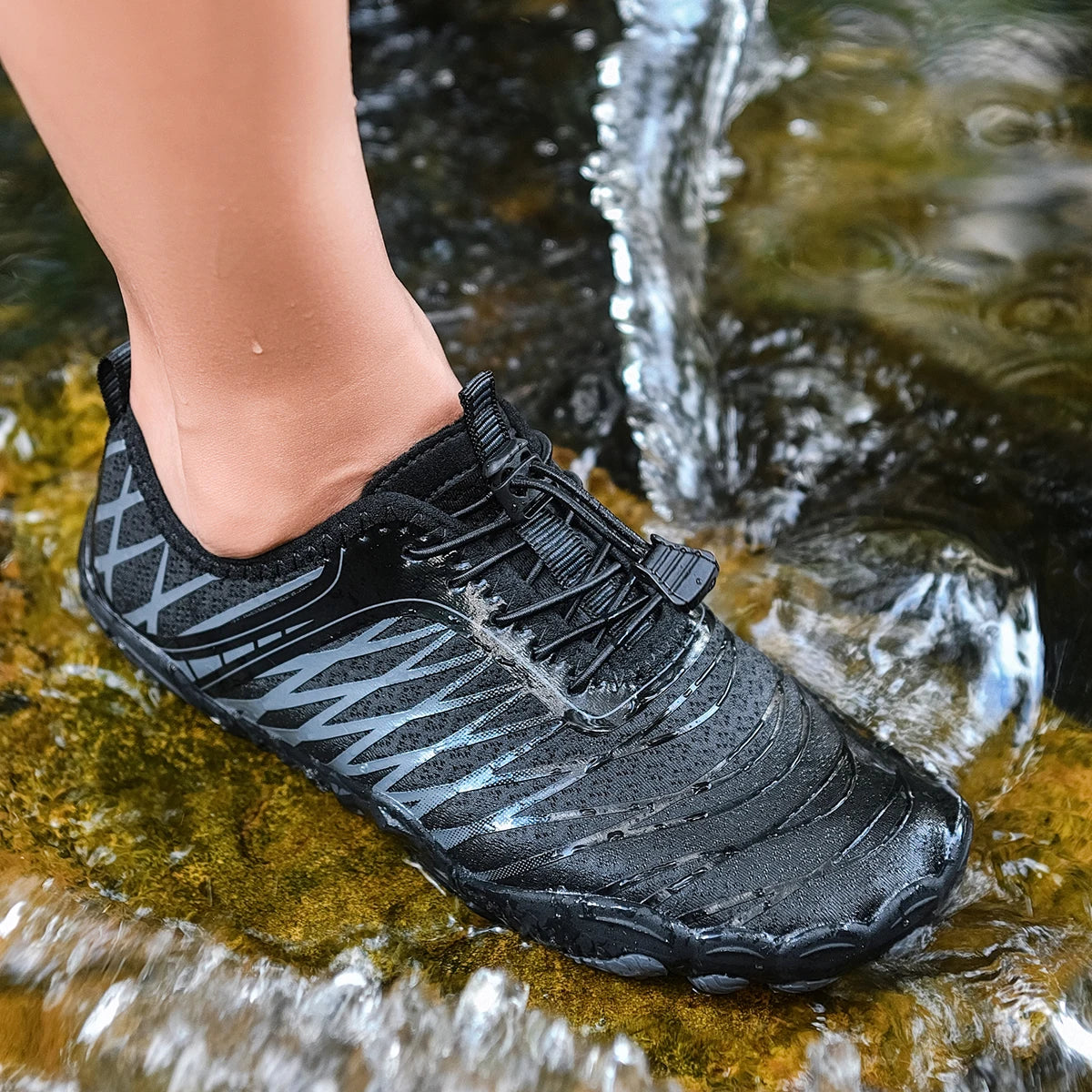 Oiaano Παπούτσια Barefoot Μαύρα με Φαρδύ Μπροστινό Μέρος για Άνδρες, Γυναικεία Αθλητικά Sneakers Unisex, Ανδρικά Υδάτινα Μποτάκια Aqua Beach με Μαλακή Σόλα, Ελαφριά και Διαπνέοντα