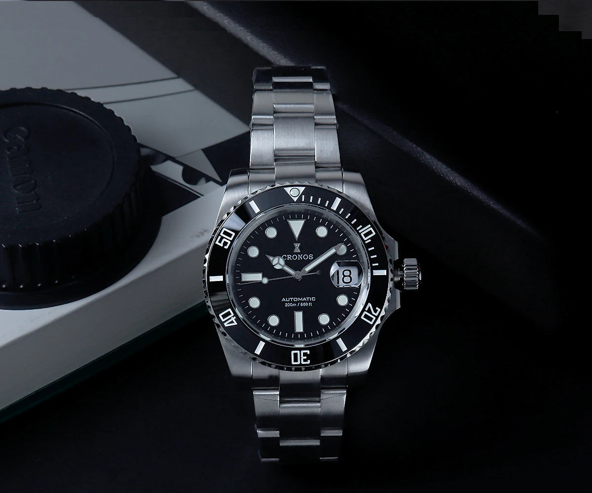 Cronos New 40mm Diver Men Watches Luxury Miyota9015 Automatic Mechanical Watch Sapphire Crytal Waterproof 200m AdjustClasp L6045