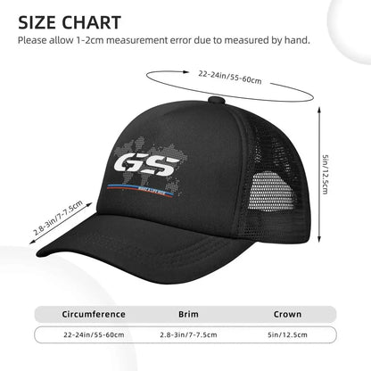 GS Weltkarte Motorrad-Trucker-Cap Herrenmode-Hüte Sonnenkappen Angelhut Atmungsaktive Baseballkappen aus Polyester-Netzgewebe für den Sommer