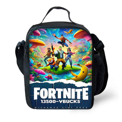 Isolierte Kinder-Lunchtasche mit großem Fassungsvermögen für Jungen, Mädchen und Schüler – Hot Game Outdoor-Picknick, wiederverwendbare Thermo-Kühltasche, Lunchbox F-FortniteS