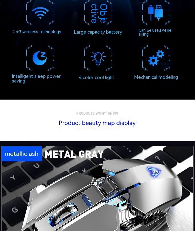 AULA mouse Multifunctional Gaming Side Keys Mouse Rechargeable Mecha style Mice 2.4 G Wireless Ergonomics Dpi adjustable Gamer