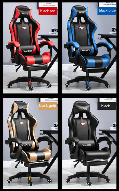 Ergonomic PU Leather Gaming Chair with Adjustable Height, Reclining Computer Chair, Swivel Office Chair for Home Office, Gaming & Study