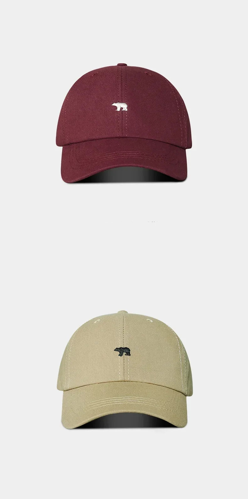 Polar Bear Embroidery Sun Hat Cotton Baseball Cap Lightweight UV Protection for Spring Summer Fall
