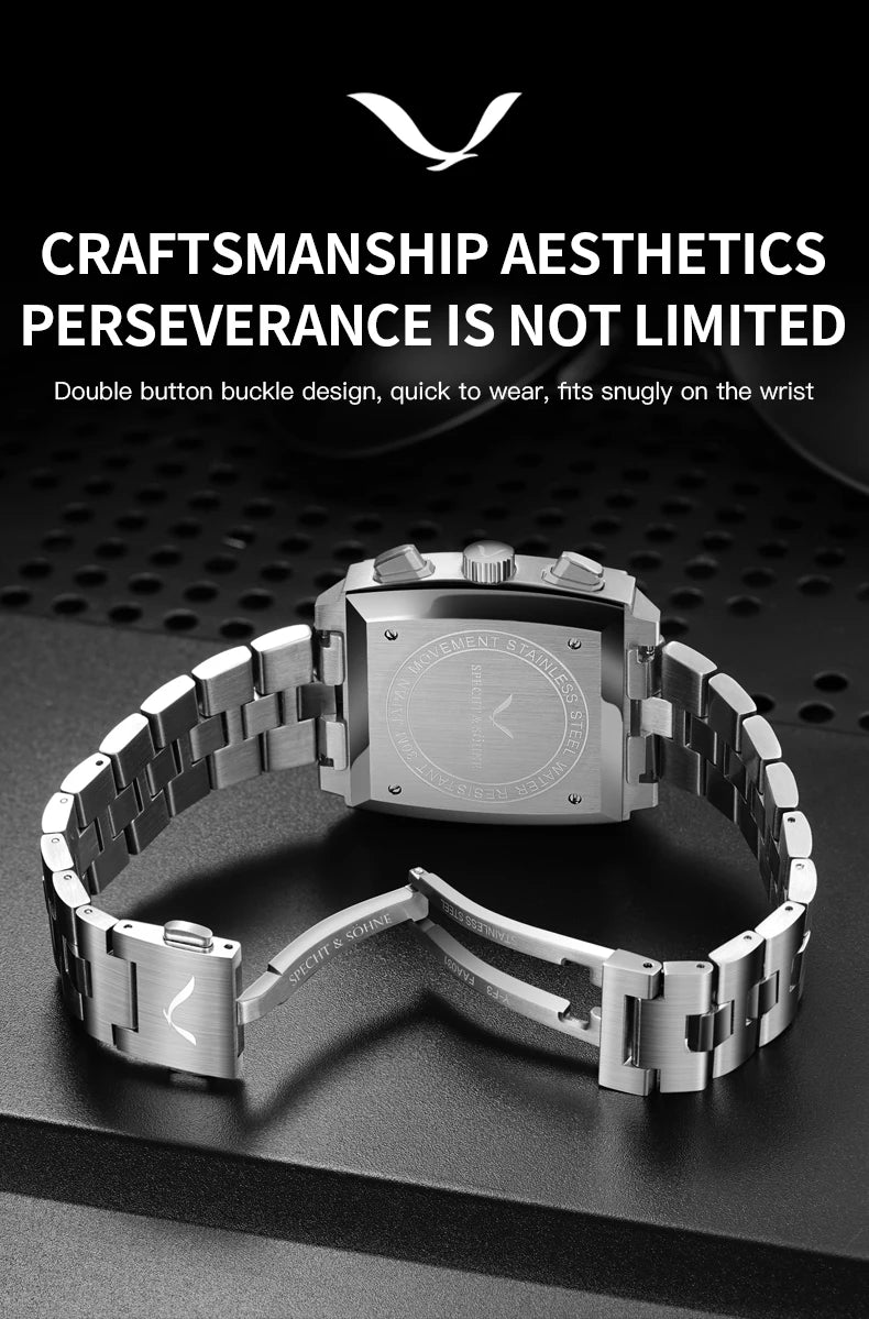 Specht&Sohne Men's Watch Luxury Brand Waterproof Stainless Steel Leather Japan VK Multifunctional Quartz Watch