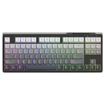 Tastiera gaming wireless Free Wolf M87 75% - Switch silenziosi, retroilluminazione Rainbow, BT/2.4G, copritasti PBT sfumati, design compatto