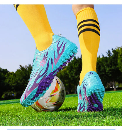Chaussures de football professionnelles pour enfants, chaussures de foot pour hommes, basses, avec maintien de la cheville, sportives, pour jeunes, pour match et entraînement, antidérapantes, résistantes