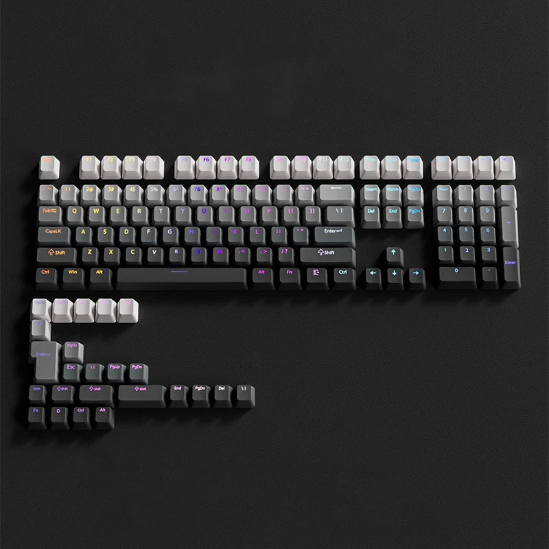 130 Keys Gradient Lucky Red RGB Backlit Shine Through Keycaps OEM Profile Double Shot PBT Keycaps for MX Switches Gamer Keyboard