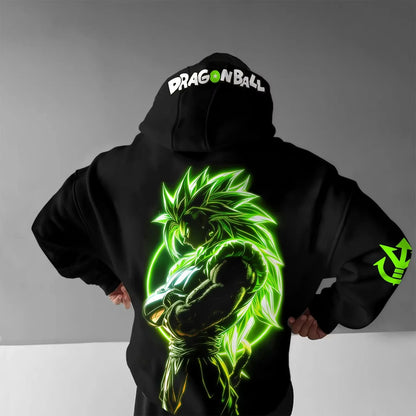2026 Autumn Winter Dragon Ball Retro Gym Hoodie 100% Cotton Broly Print Oversized Fitness Streetwear for Men Women Adults & Kids
