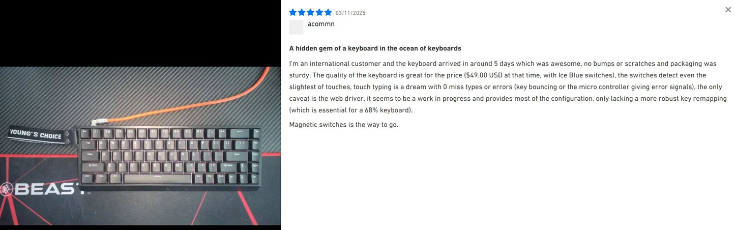 MCHOSE ACE 68 Gaming-Tastatur mit magnetischen Schaltern, Hall-Effekt, Rapid Trigger, programmierbarem RGB, 8K Hz, DKS/MT/TGL/RS/SOCD-Tastatur