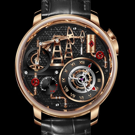 PINDU NEW TOP Quarzuhr mit Drücker-Ölpumpe, Business-Herrenarmbanduhr, 45.5MM, Saphirglas, wasserdicht, Lederuhr für Herren