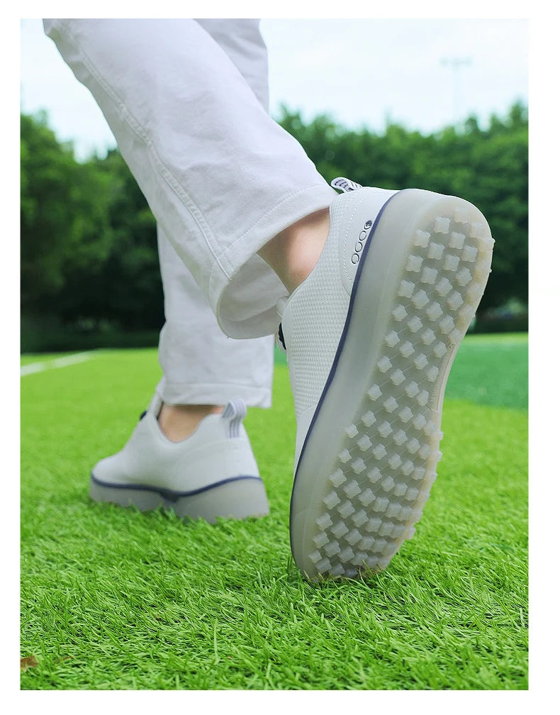 Paar Golfschuhe für Herren, weiß, wasserdicht, mit drehbarer Schnalle, Fitness, ohne Spikes, rutschfest, Golf, Golfer, Training, Golf-Sneaker, Damen