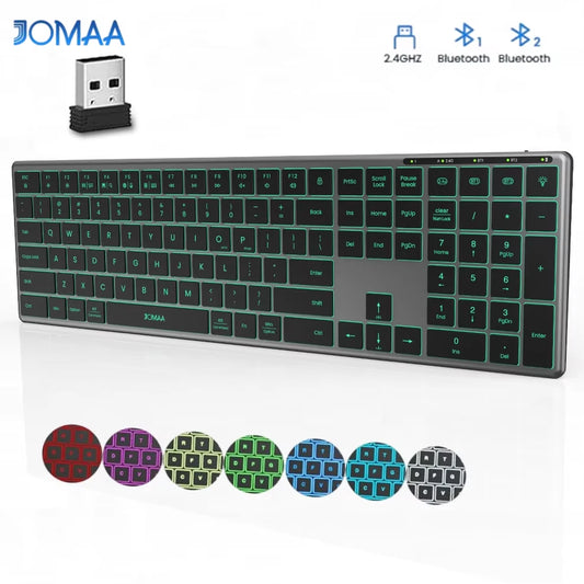 Backlight Bluetooth Keyboard Multi-Device Full Size Wireless Keyboard with Number Pad,Rechargeable Slim Multimedia Keyboard