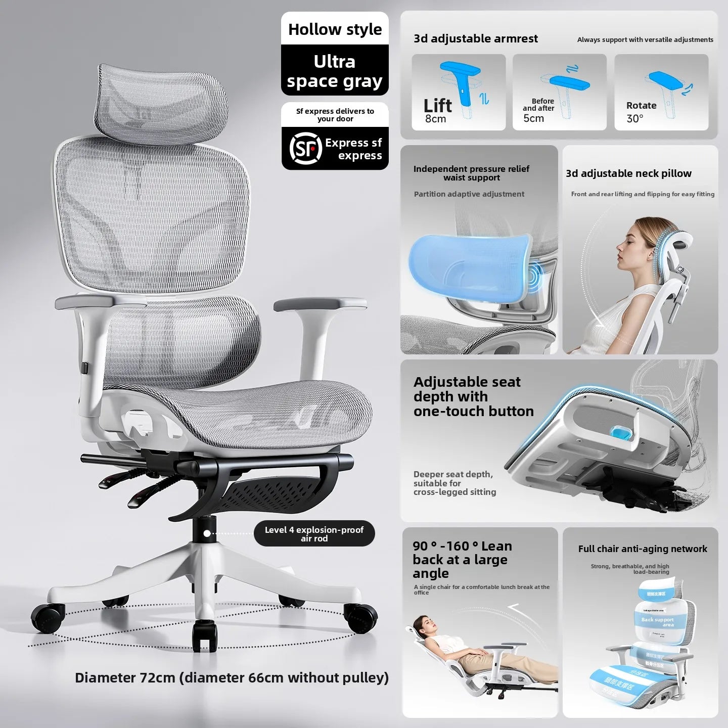 Ergonomic Office Chair with Lumbar Support, Adjustable Height Gaming Chair, Comfortable Computer Chair with Swivel Recliner Design for Home & Office