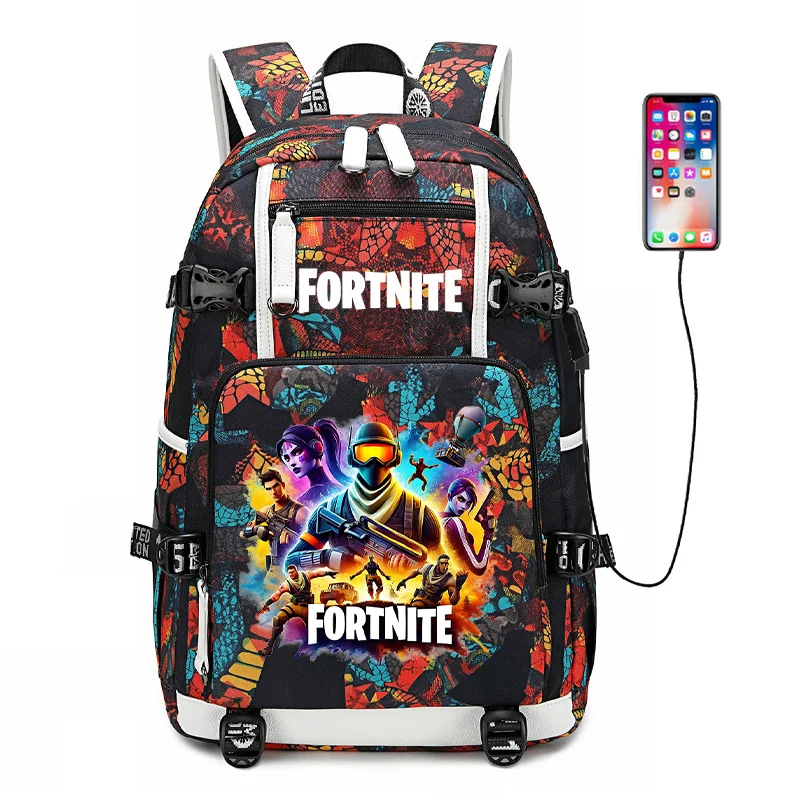 Fortnite-Print-Schülerrucksack für Jungen und Mädchen, Schulrucksack mit großem Fassungsvermögen, wasserdicht, leicht und strapazierfähig, Geburtstagsgeschenk
