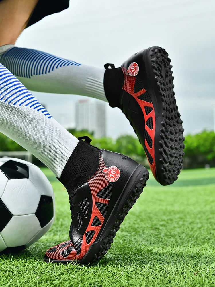 Professional Sports Football Shoes TF Broken Nail Teenagers Durable Wear Resisting Training Shoes Adult High-Tops Soccer Shoes