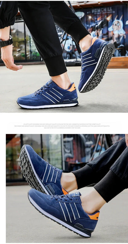 Sapatilhas de Homem 2025 Novas de Alta Qualidade em Pele, Sapatos Casuais Respiráveis de Outono, Sapatos Rasos Casuais Masculinos