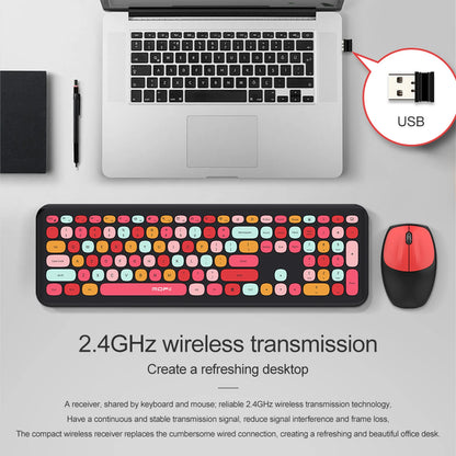 MOFii 1 Set 668 Wireless Keyboard and Mouse Combo, Gradient Keycaps Full Size Keyboard for Girls, 2.4G Plug and Play, US QWERTY