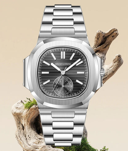 Relógio masculino ultrafino Specht & Söhne New Classic 40.8MM, movimento Japan VH60, vidro de safira, relógio desportivo 5980, resistente à água 50M