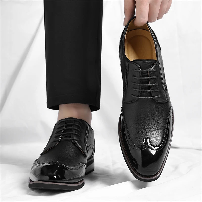 Scarpe Oxford da uomo in similpelle - Scarpe casual-formali - Scarpe da uomo per completo da lavoro - Scarpe Derby di nuova concezione - Scarpe da passeggio