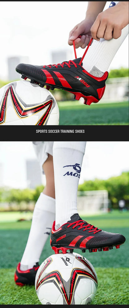 New Men's and Women's Football Shoes, Indoor and Outdoor Sports Shoes with Long and Broken Studs for Football Training Mat