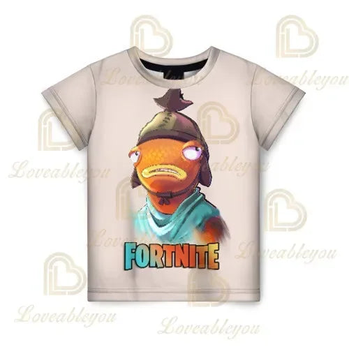 Fortnite Adult Children's Clothing 3D Digital Printing Loose Large Size Short-sleeved T-shirt Kids Summer Tee Tops