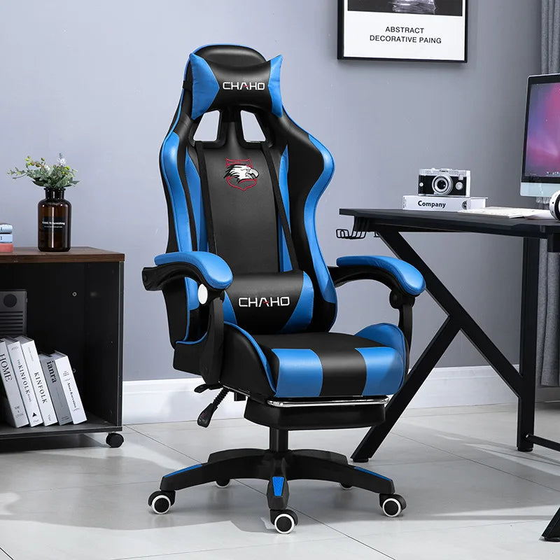 Ergonomic PU Leather Gaming Chair with Adjustable Height, Reclining Computer Chair, Swivel Office Chair for Home Office, Gaming & Study