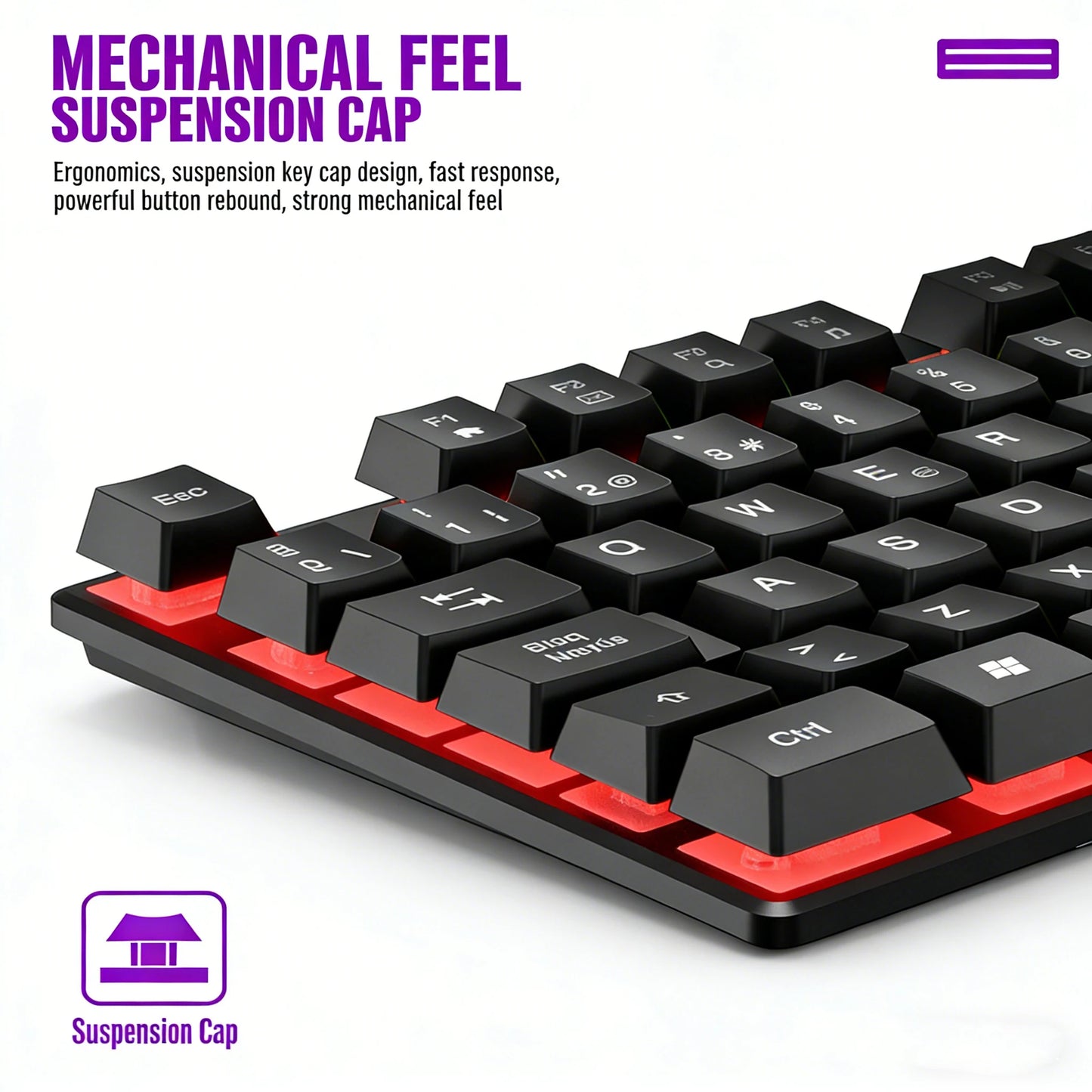 Mechanical feel Gaming Keyboard Light Backlit RGB wired keyboard USB office home  media keys Russian Spanish Arabic English