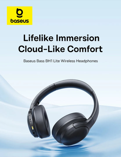 Baseus Wireless Bluetooth 5.3 Over-Ear Headphones – HiFi 40mm Driver, 70H Playtime Foldable Headset with Spatial Audio