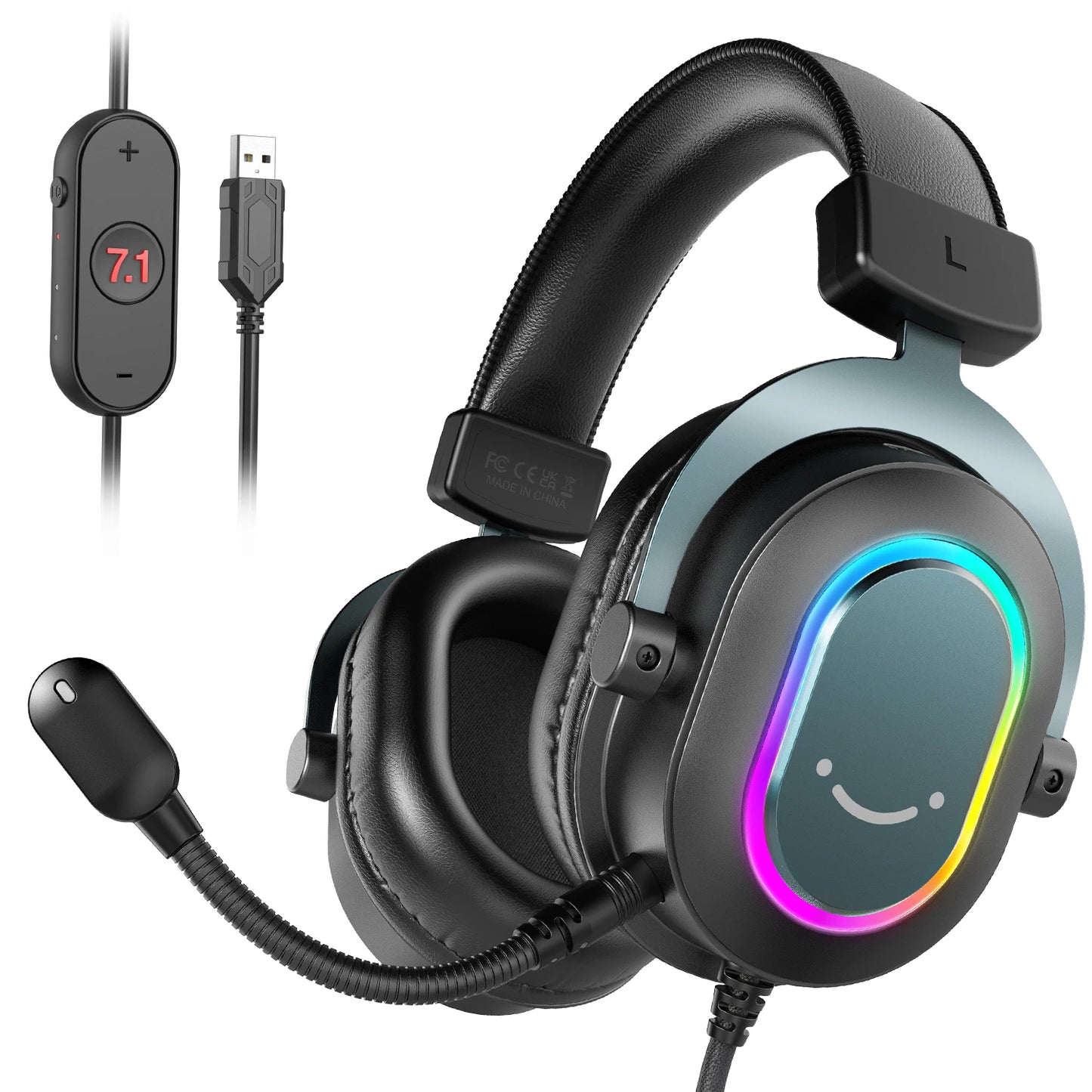 Cuffie gaming RGB FIFINE con microfono – cuffie cablate over-ear con suono surround 7.1 per PC, PS4 e PS5, con 3 modalità EQ