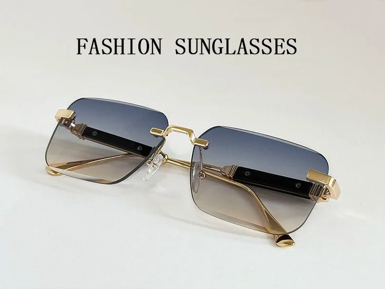Čtvercové sluneční brýle pro ženy, trendy vintage designové bezrámové sluneční brýle pro muže, módní brýle na dovolenou, Lentes De Sol Mujer