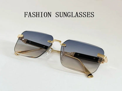 Čtvercové sluneční brýle pro ženy, trendy vintage designové bezrámové sluneční brýle pro muže, módní brýle na dovolenou, Lentes De Sol Mujer