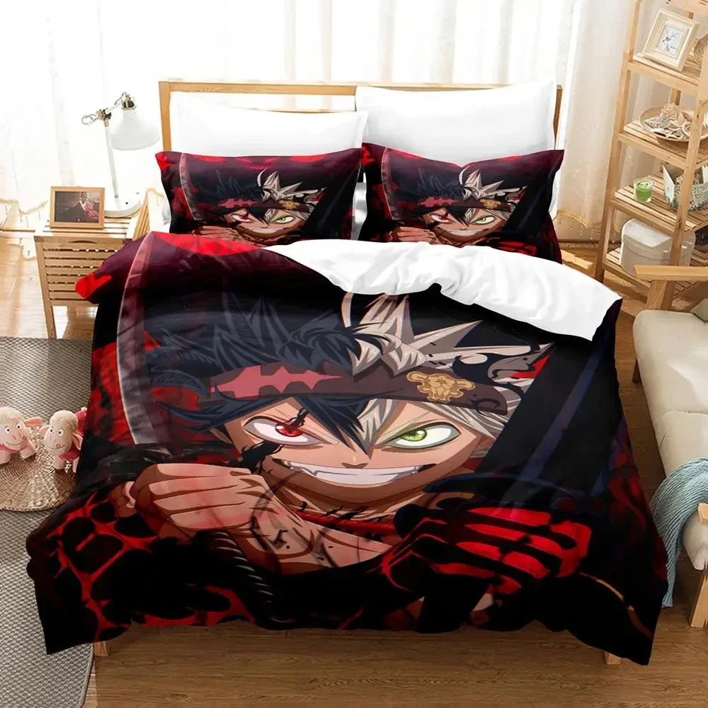 Black Clover Bedding Set Single Double Full Queen King Size Anime Duvet Cover Set For Adults Boys 2024 Quilt Cover Pillowcase