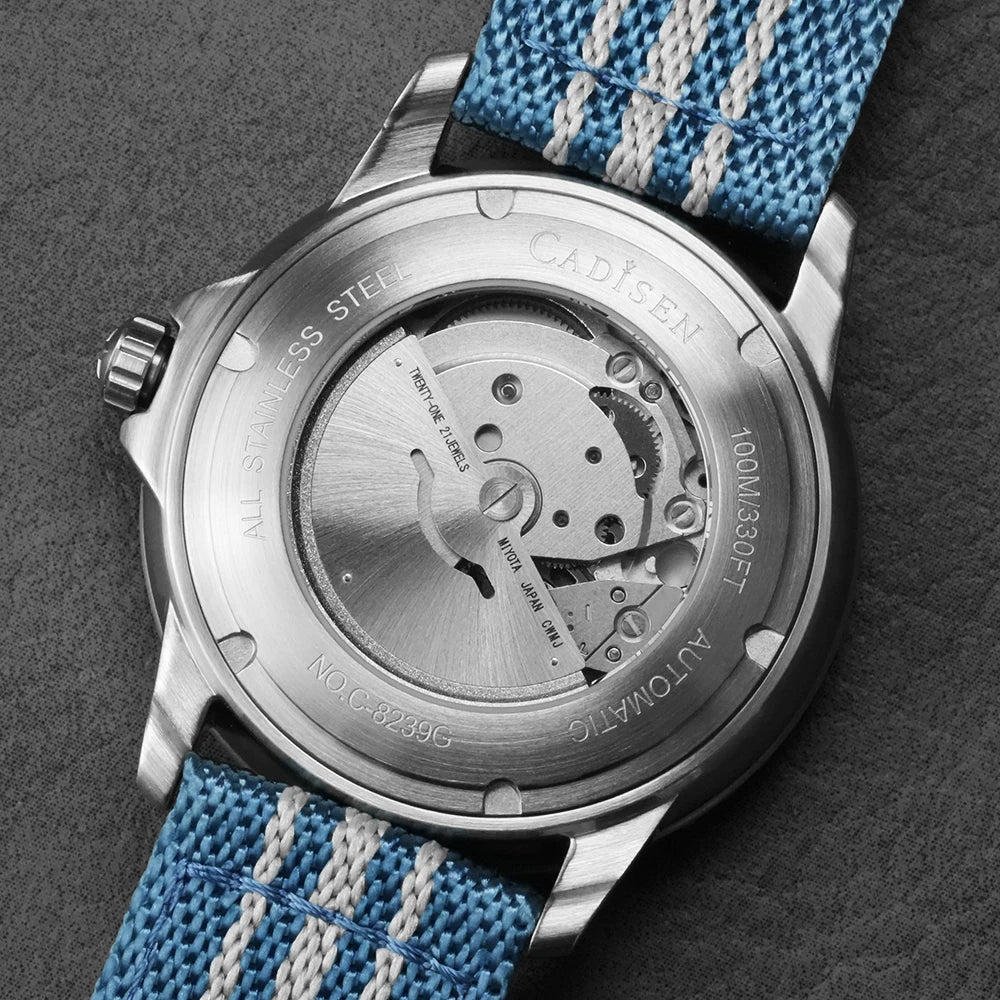 CADISEN Deep Explorer MIYOTA 8215 Automatic Mechanical Watch Man Canvas Strap Wristwatch Luxury Luminous Waterproof Watches