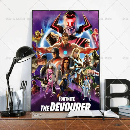 F-Fortnites-Game beliebtes Poster, selbstklebender Kunst-Wandsticker aus wasserfestem Papier für Café, Bar und Zimmerdekor