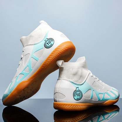 Chaussures de football de sport pour homme, à semelle plate, d'intérieur, montantes pour adultes, résistantes à l'usure, chaussures d'entraînement, pour adolescents, antidérapantes