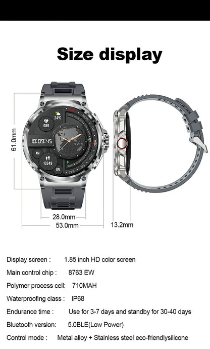COLMI V69 1.85 Inch HD Bluetooth Call Smart Watch Men Sports Fitness Tracker Heart Monitor 710mAh Smartwatch For XIAOMI Android