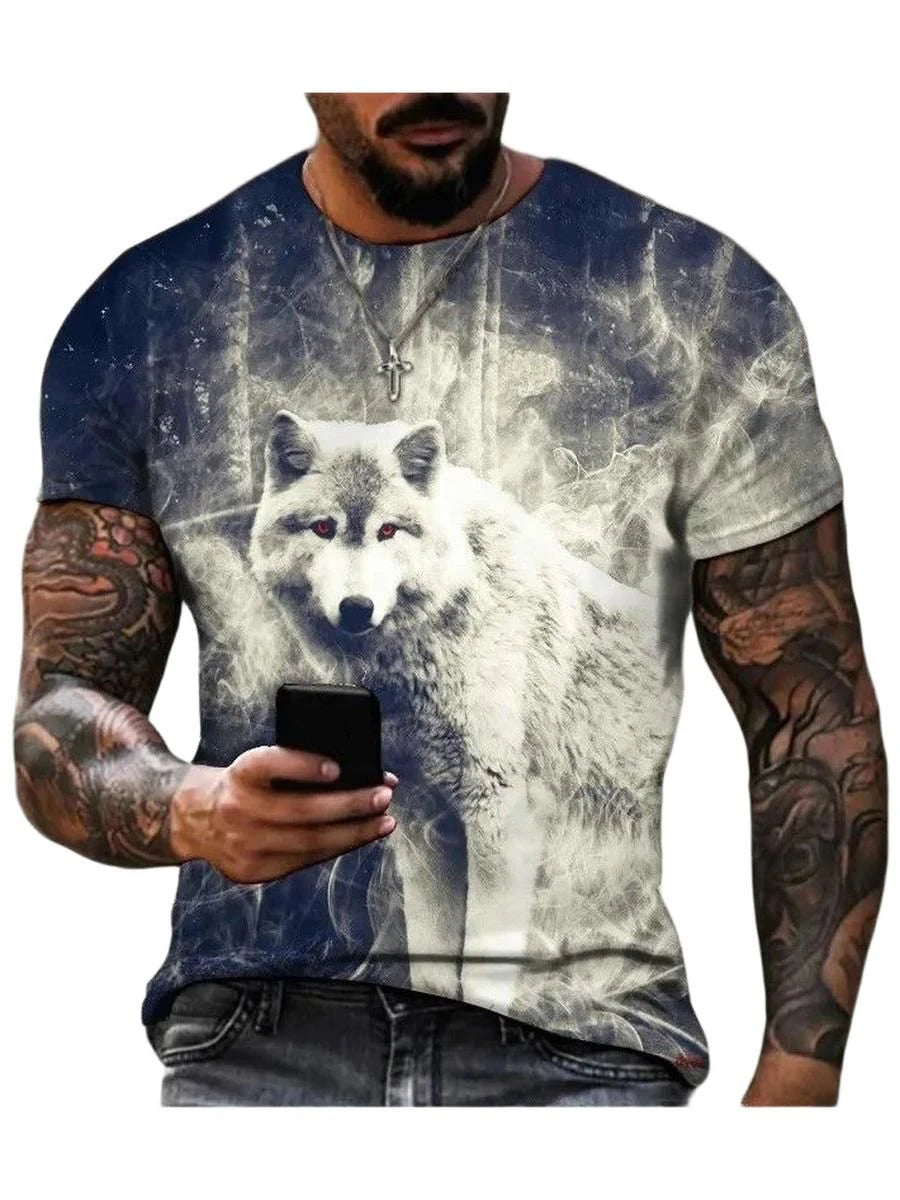 Summer Wolf Animal 3D Print T-Shirts Men Women Hip-hop Short Sleeve T Shirt Casual Oversized Harajuku Y2K Tops Tees Men Clothing