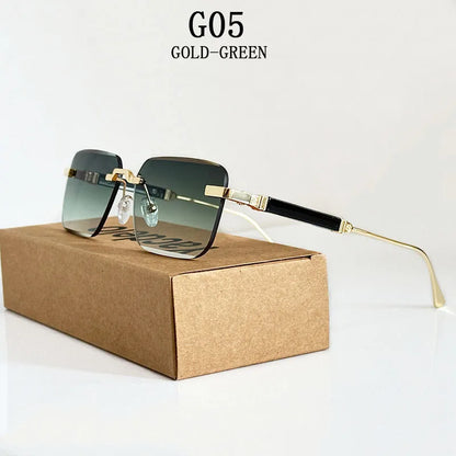 Čtvercové sluneční brýle pro ženy, trendy vintage designové bezrámové sluneční brýle pro muže, módní brýle na dovolenou, Lentes De Sol Mujer