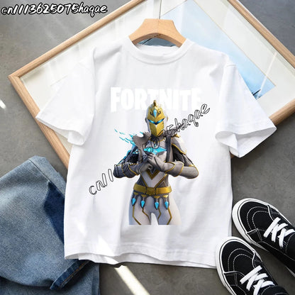 Summer New Fortnites Children T-shirts Cartoon Figure Graphic T-shirt Casual Sports Short Sleeves Sports Tops Kids Boys Clothing