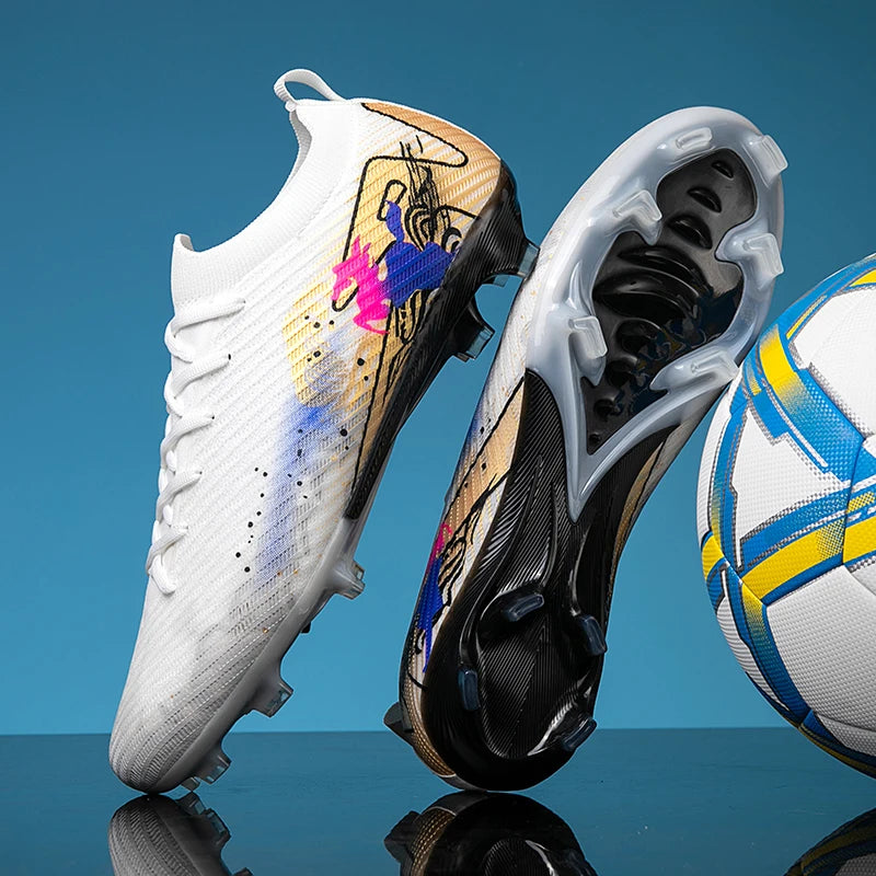 New Men Soccer Shoes FG Non-Slip Long Spikes Football Boots Soccer Cleats Training Shoes Match Ultralight Outdoor Drop Shipping
