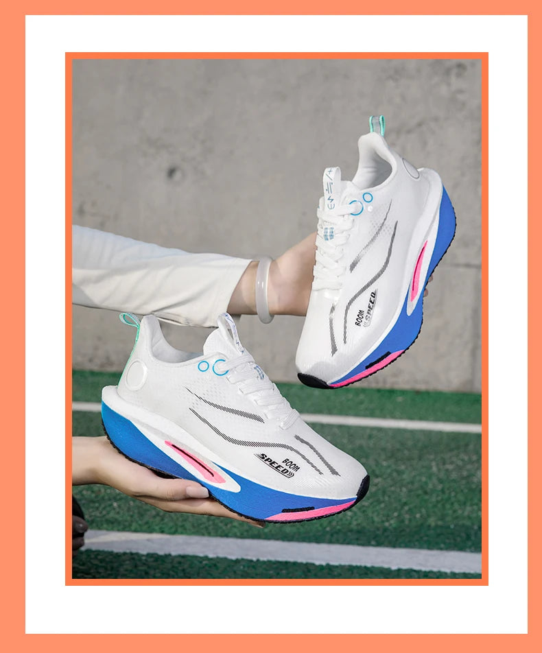 Scarpe da running con piastra in carbonio uomo donna, sneakers professionali da maratona e gara, traspiranti e leggere, per corsa su strada e allenamento