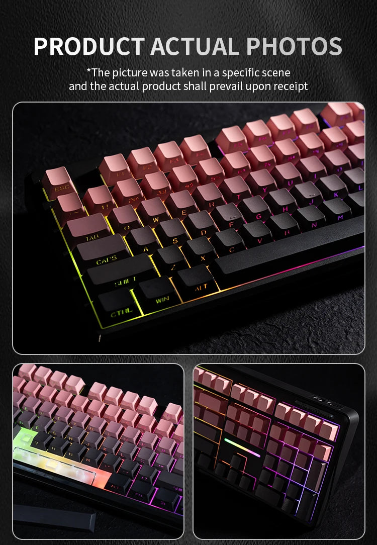Teclado Bluetooth V108 Pro para oficina, bajo nivel de ruido, 2.4G, con cable e inalámbrico, diseño completo, membrana con retroiluminación RGB