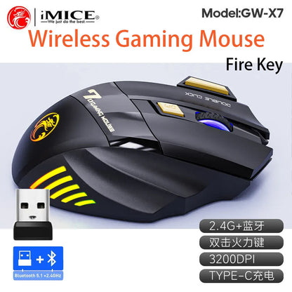 Wireless Mouse Bluetooth Wireless Mouse Rechargeable Computer Mouse Gamer Ergonomic Gaming Mouse RGB Backlit Silent Mice For PC