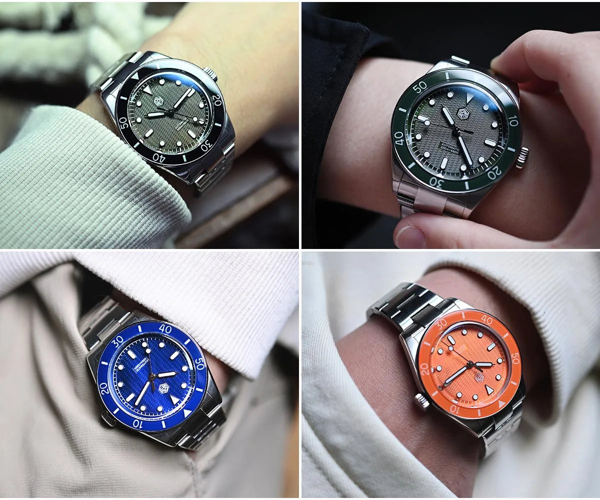San Martin Official 39mm Guilloche MOP Dial Miyota 90S5 Sport Watch Automatic Mechanical Sapphire Bezel 20 ATM Luminous SN0151