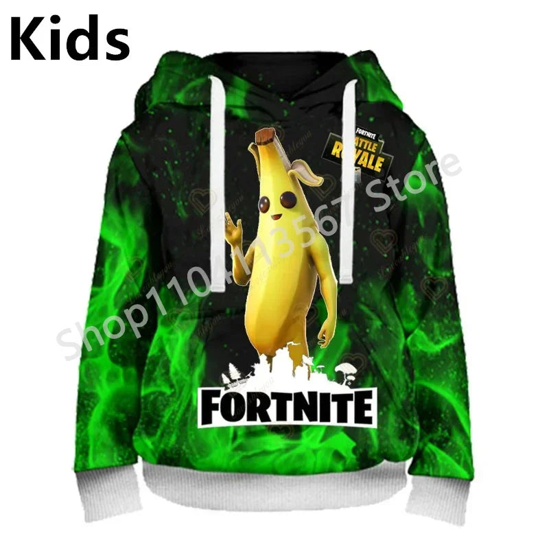 Llama Battle Royale Fortnite Hoodies, 3D Printed Sweatshirts for Men, Women, and Children, Boys and Girls Streetwear Pullover, Green Tops